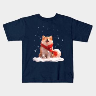 Shiba-Inu Puppy in the Snow Kids T-Shirt